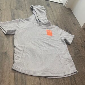 Under Armour Light Gray Kids Hoodie with Bright Orange Logo